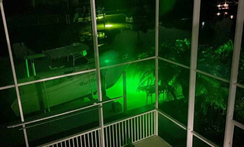 Green colored underwater LED lighting system.