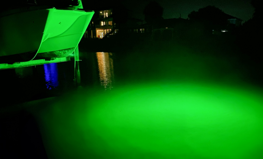 Green underwater LED lights.