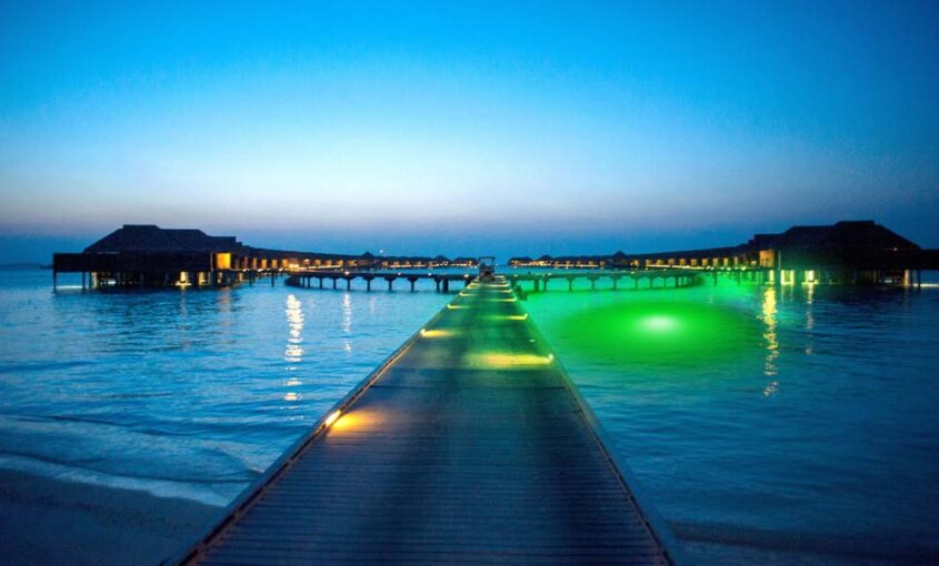 A green colored underwater LED lighting.