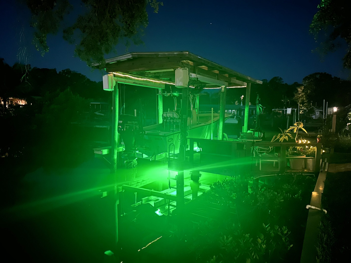 A green colored LED light.