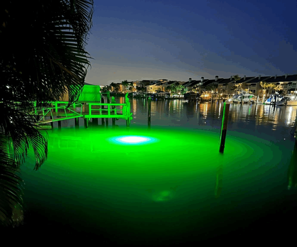 A green LED next to a dock area.