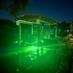 A green colored underwater LED light.
