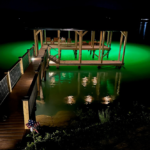 A large dock area with water.