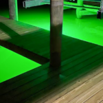 A green colored underwater LED light.